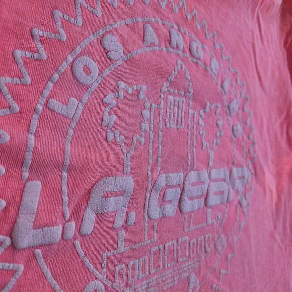 L.A. Gear Vintage Pink Cropped Graphic Tee One Size - Picture 2 of 12